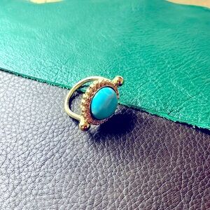 Yellow Gold Matte Turquoise Ring